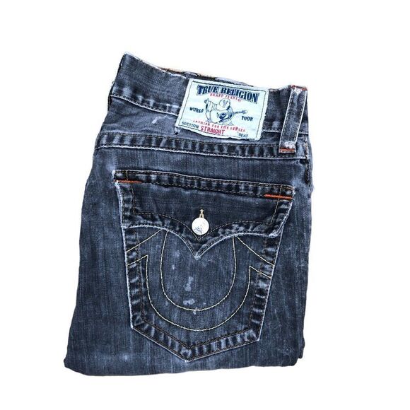 Vintage True Religion Jeans Size 33 STRAIGHT Gray - Picture 7 of 9